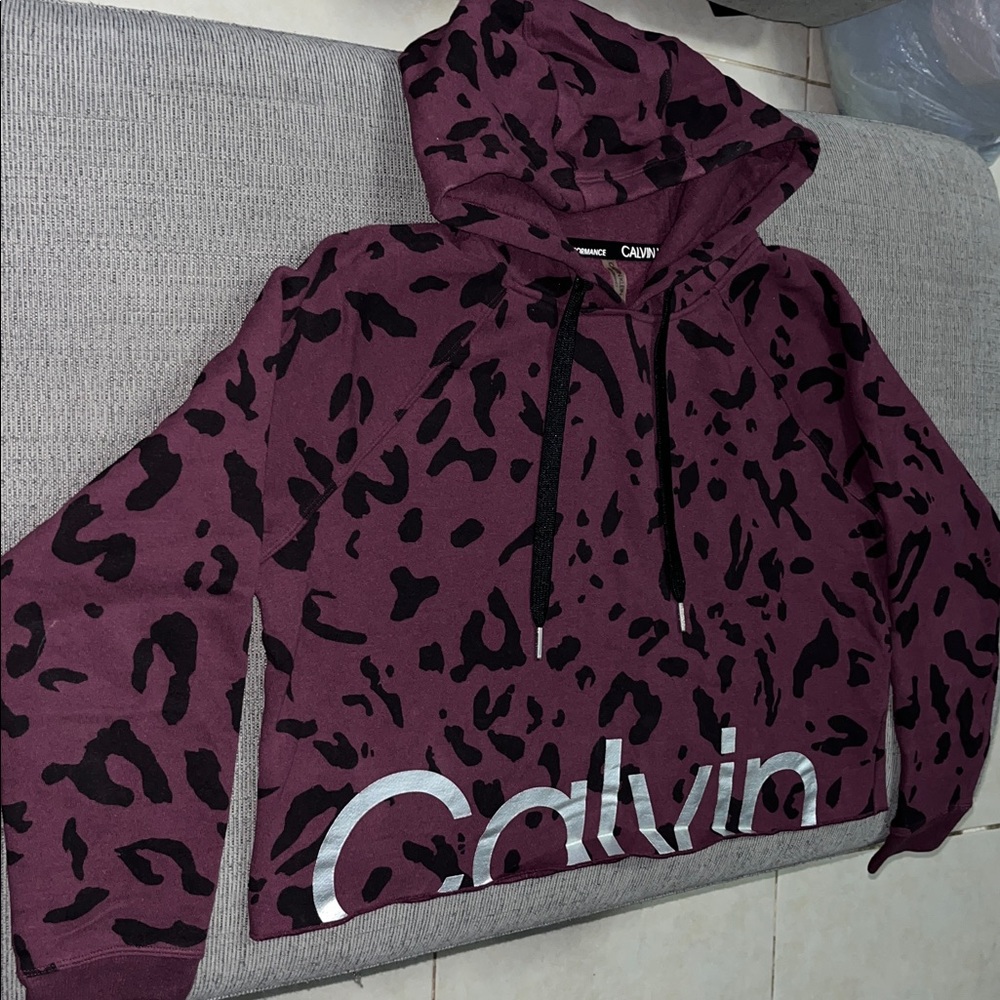 Calvin Klein Performance Cheetah Cropped Hoodie